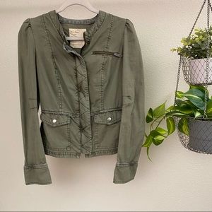Free People Green Military Style Zip Up Jacket